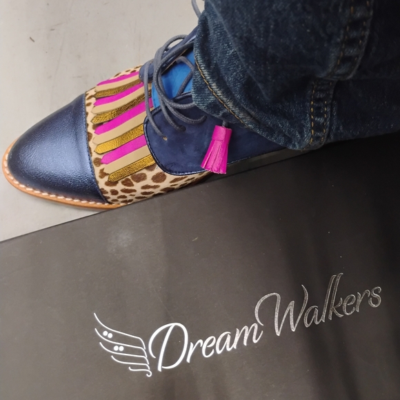 NEW Handmade Pink Blue Suede Leather Leopard Fringe Oxford Lace-Up Shoes  6 -9.5 - Picture 12 of 12